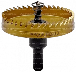 СТK-058  КОРОНКА ПО МЕТАЛЛУ  ЦИЛИНДРИЧЕСКАЯ HSS 70 мм GOLD