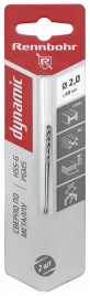 Сверло по металлу ЦХ,  1.5х40мм, HSS-G, P6M5, 2шт/уп, RENNBOHR DYNAMIC CARD