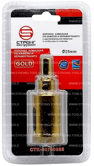 СTК-067 Коронка по стеклу и керамике с центрующим сверлом СТРОНГ 25мм GOLD фото 5