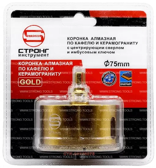 СTК-067 Коронка по стеклу и керамике с центрующим сверлом СТРОНГ 75мм GOLD фото 5