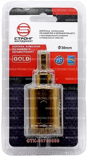 СTК-067 Коронка по стеклу и керамике с центрующим сверлом СТРОНГ 30мм GOLD фото 5