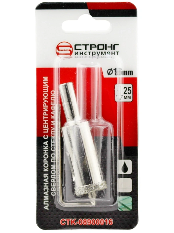 CTK-089  АЛМАЗНАЯ КОРОНКА С ЦЕНТРИРУЮЩИМ СВЕРЛОМ ПО СТЕКЛУ И КАФЕЛЮ Ф16mm фото 2