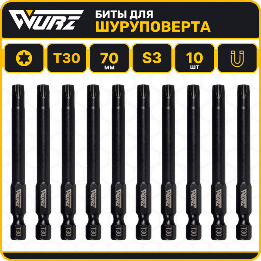 Бита магнитная T30 х 70мм 10шт. арт. 3060 фото 1