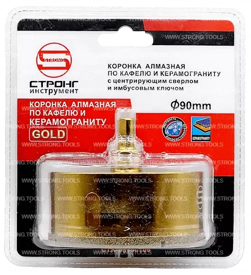 СTК-067 Коронка по стеклу и керамике с центрующим сверлом СТРОНГ 90мм GOLD фото 5
