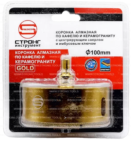 СTК-067 Коронка по стеклу и керамике с центрующим сверлом СТРОНГ 100мм GOLD фото 5